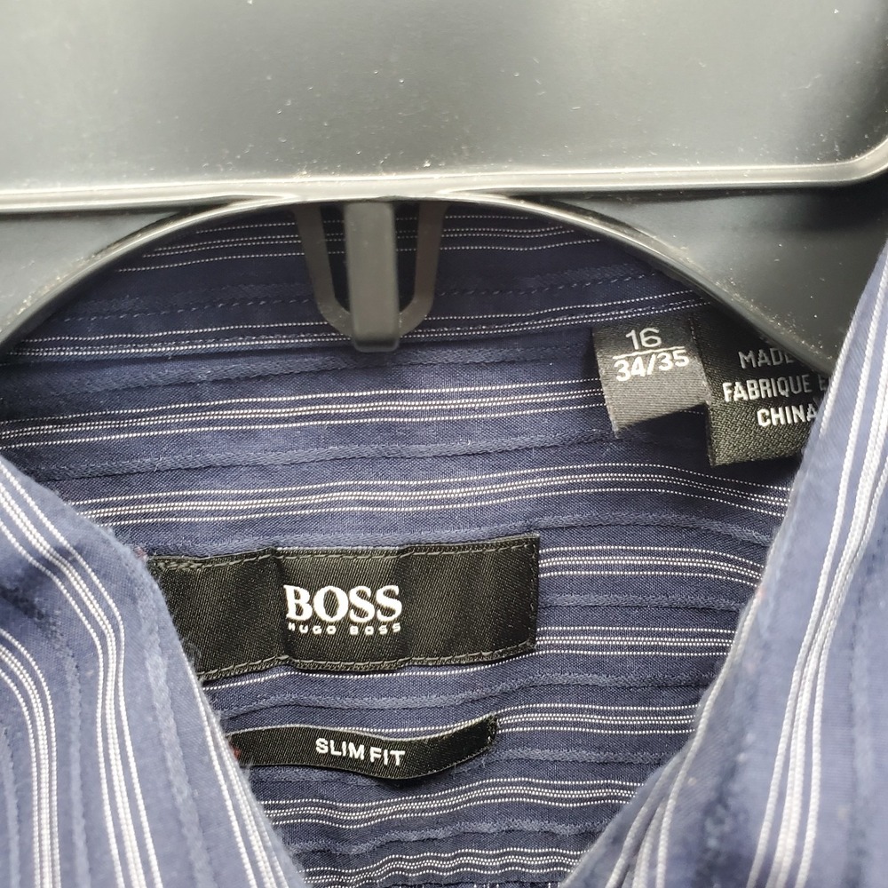 HUGO BOSS Dress Shirt Men 16 Multi Striped Formal Slim-Fit Long Sleeve Button-Up - Picture 5 of 9